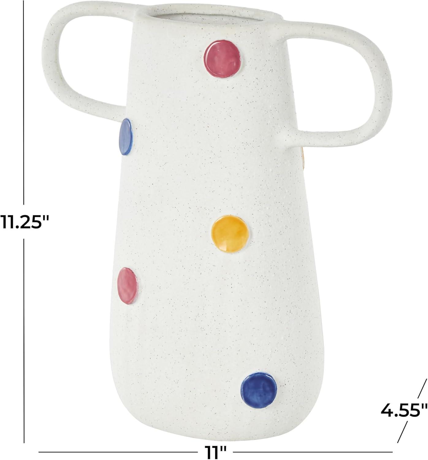 imageDeco 79 Ceramic Decorative Vase Textured Centerpiece Vase with Multicolor HalfMoon Accents Flower Vase for Home Decoration 8quot x 8quot x 16quot BlackWhite