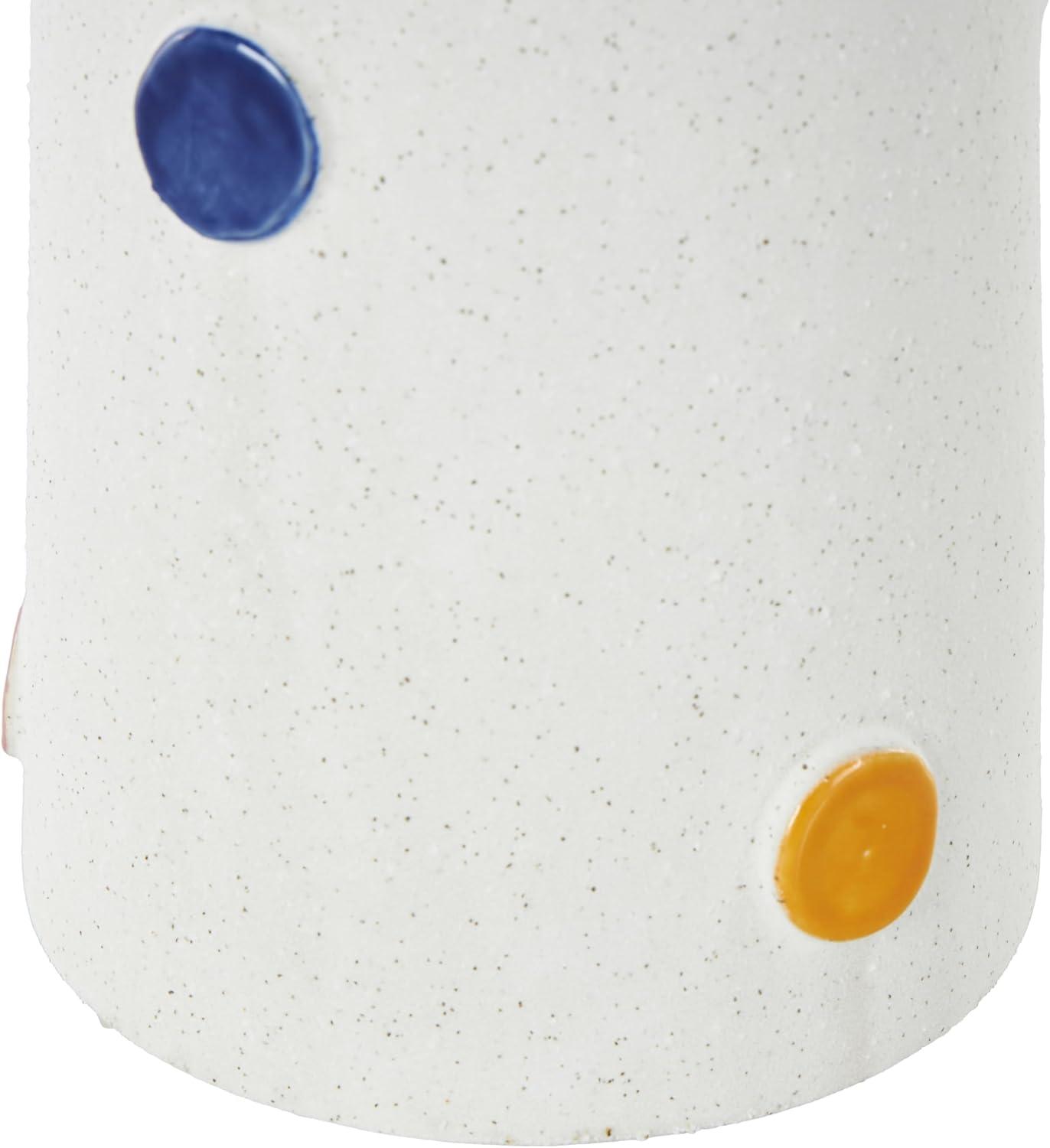 imageDeco 79 Ceramic Decorative Vase Textured Centerpiece Vase with Multicolor HalfMoon Accents Flower Vase for Home Decoration 8quot x 8quot x 16quot BlackWhite