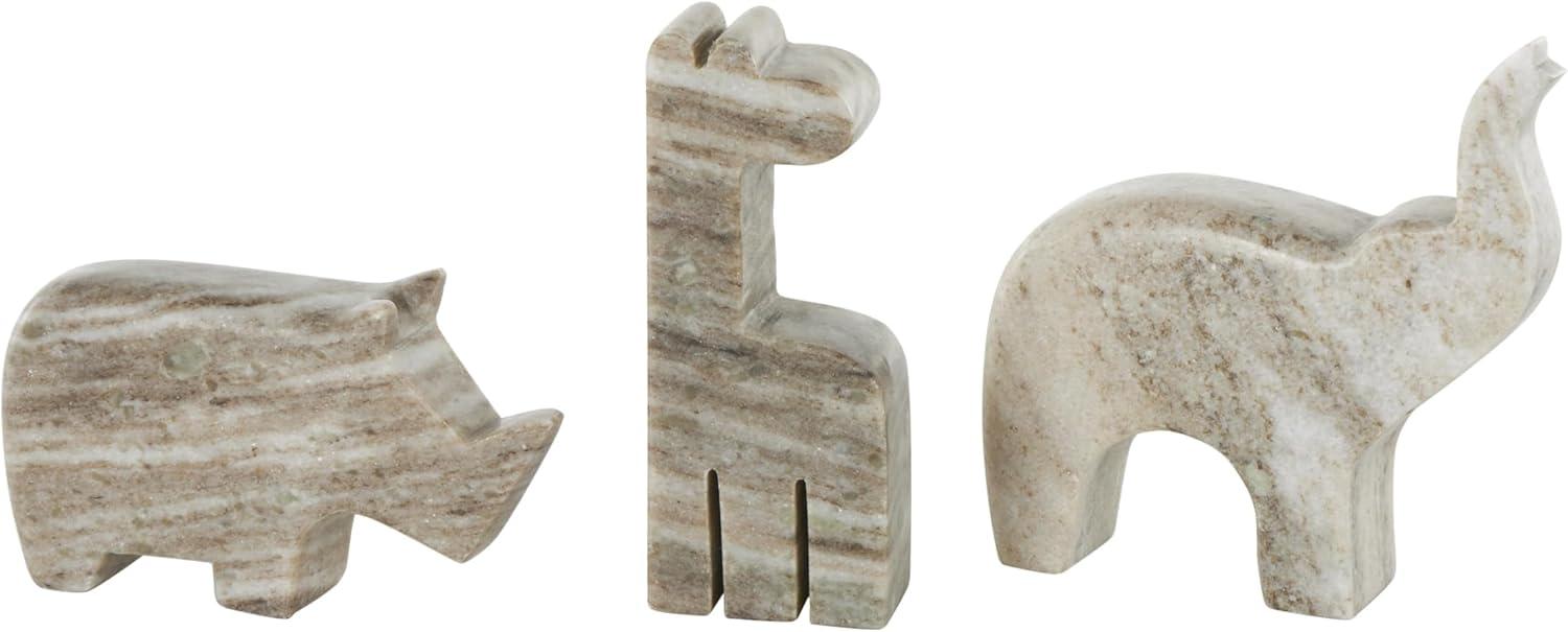 imageDeco 79 Marble Safari Animals Decorative Sculpture Small Abstract Rounded Home Decor Statues Set of 3 Accent Figurines 6quot 4quot 6quot H Multi ColoredMulti Colored