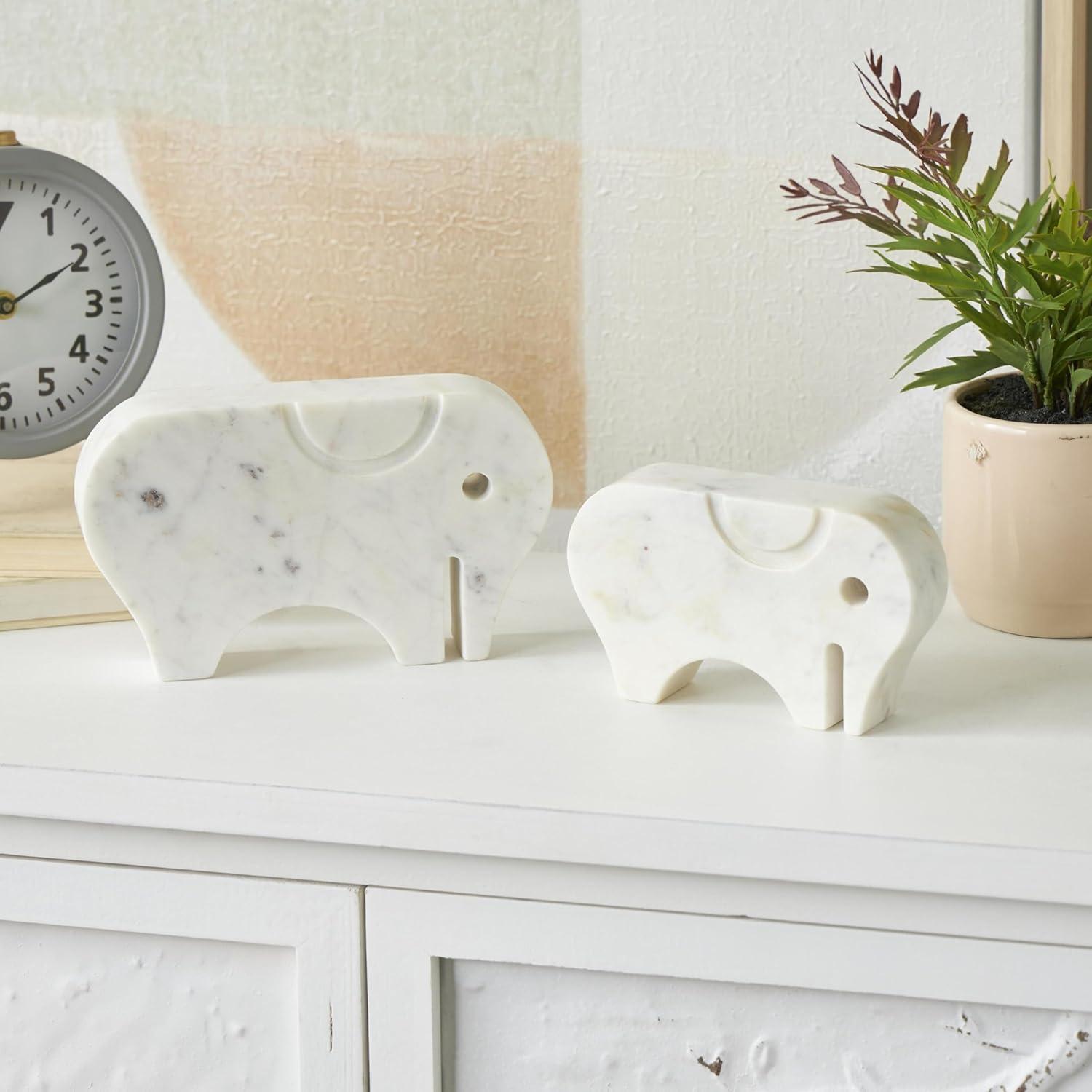imageDeco 79 Marble Safari Animals Decorative Sculpture Small Abstract Rounded Home Decor Statues Set of 3 Accent Figurines 6quot 4quot 6quot H Multi ColoredWhite