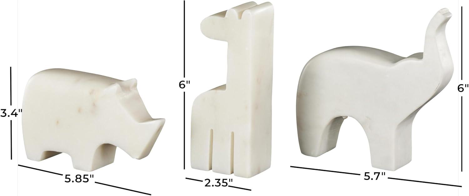 imageDeco 79 Marble Safari Animals Decorative Sculpture Small Abstract Rounded Home Decor Statues Set of 3 Accent Figurines 6quot 4quot 6quot H Multi ColoredCream