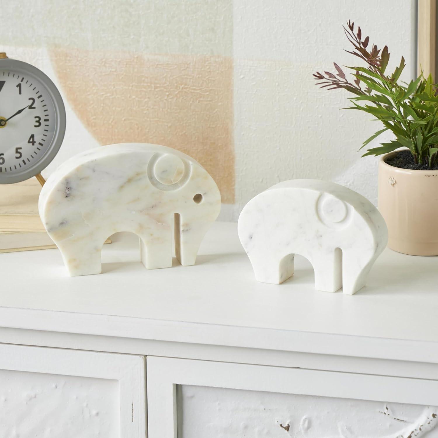 imageDeco 79 Marble Safari Animals Decorative Sculpture Small Abstract Rounded Home Decor Statues Set of 3 Accent Figurines 6quot 4quot 6quot H Multi ColoredWhite