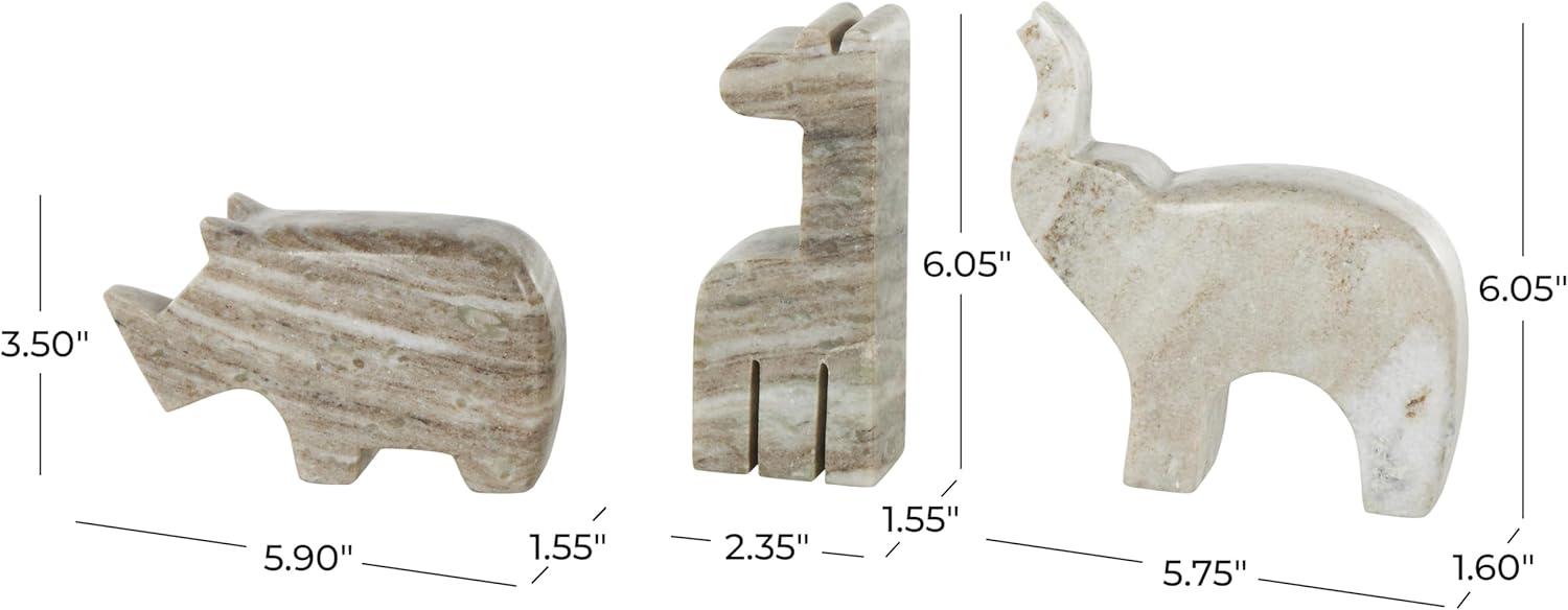 imageDeco 79 Marble Safari Animals Decorative Sculpture Small Abstract Rounded Home Decor Statues Set of 3 Accent Figurines 6quot 4quot 6quot H Multi ColoredMulti Colored