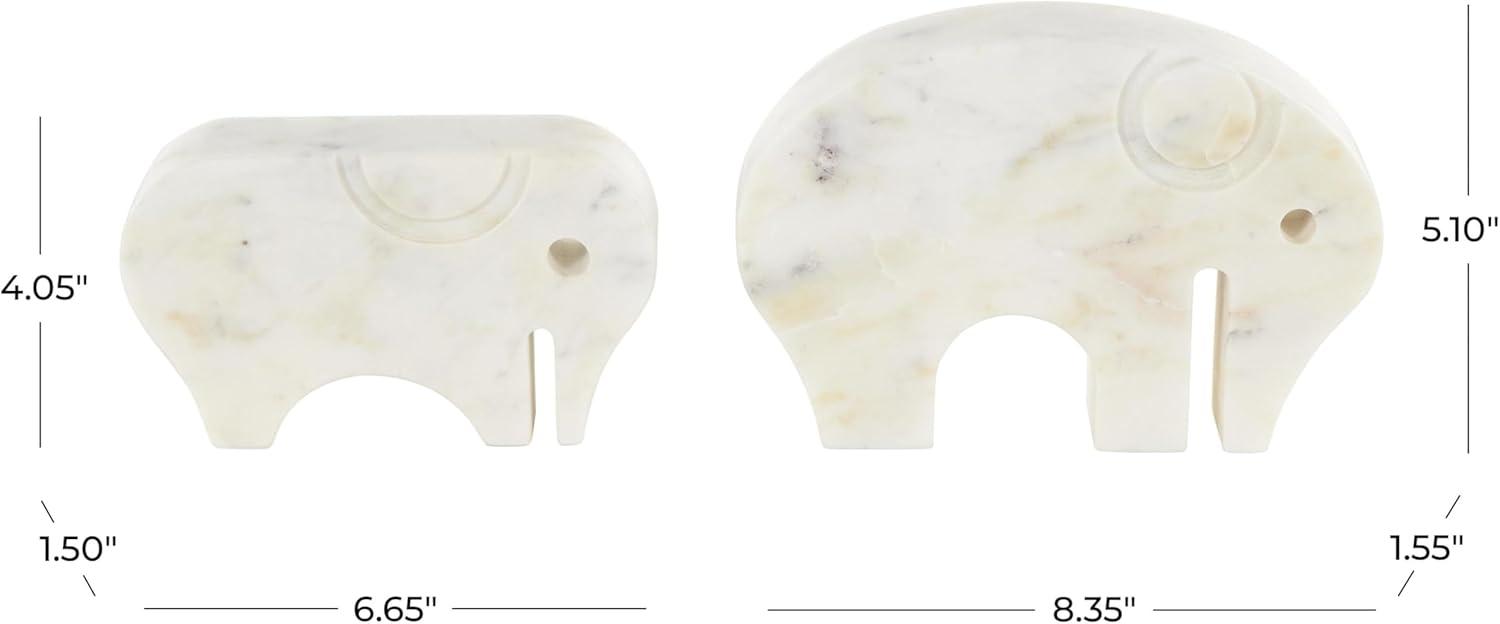 imageDeco 79 Marble Safari Animals Decorative Sculpture Small Abstract Rounded Home Decor Statues Set of 3 Accent Figurines 6quot 4quot 6quot H Multi ColoredWhite