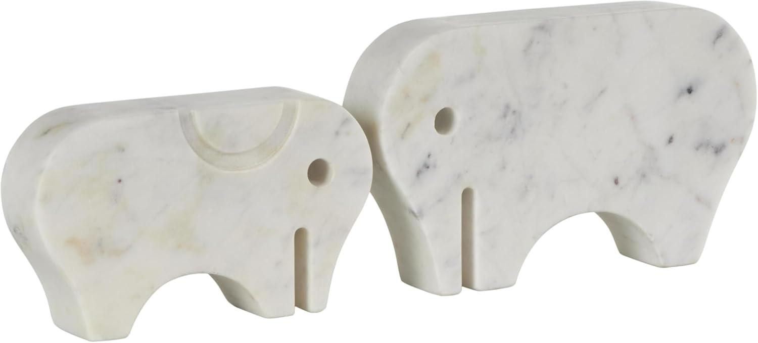 imageDeco 79 Marble Safari Animals Decorative Sculpture Small Abstract Rounded Home Decor Statues Set of 3 Accent Figurines 6quot 4quot 6quot H Multi ColoredWhite