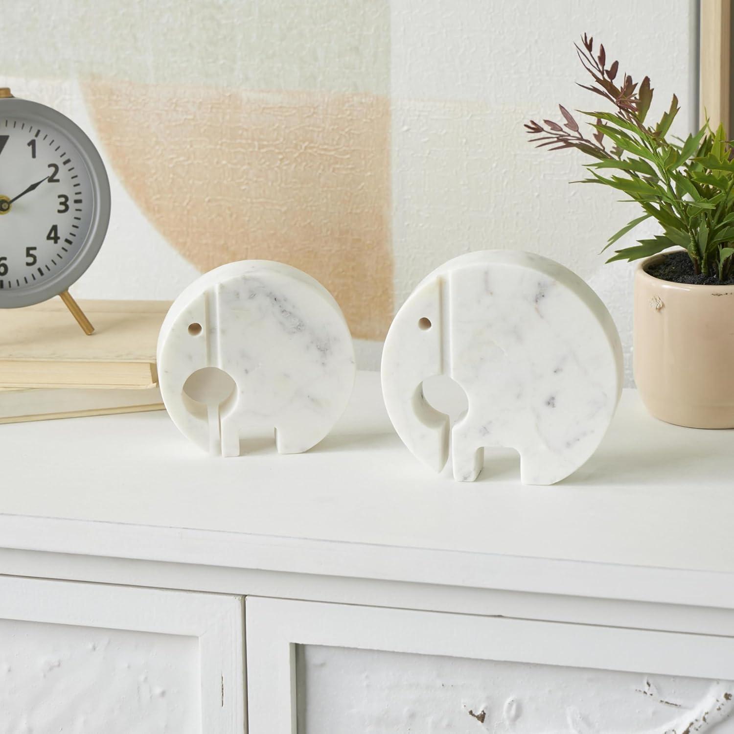 imageDeco 79 Marble Safari Animals Decorative Sculpture Small Abstract Rounded Home Decor Statues Set of 3 Accent Figurines 6quot 4quot 6quot H Multi ColoredWhite