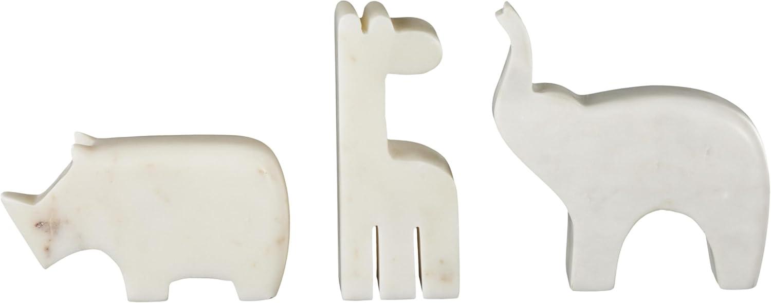 imageDeco 79 Marble Safari Animals Decorative Sculpture Small Abstract Rounded Home Decor Statues Set of 3 Accent Figurines 6quot 4quot 6quot H Multi ColoredCream