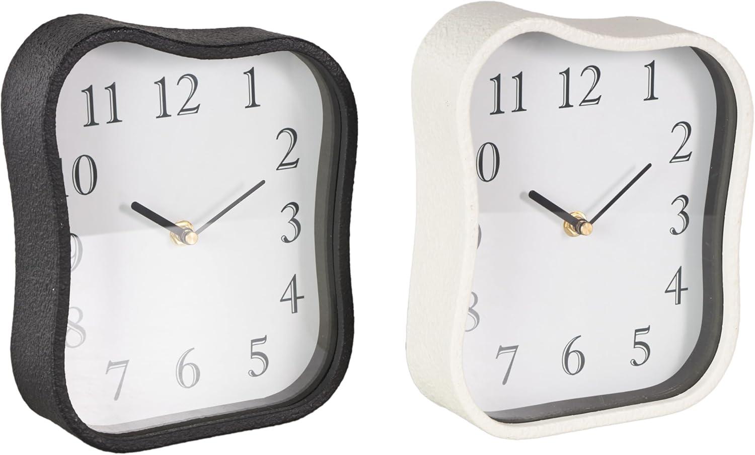 imageDeco 79 Metal Decorative Clock Textured Mantel Clocks with Gold Accents Set of 2 Tabletop Clocks 7quot W 9quot H Multi ColoredMulti Colored