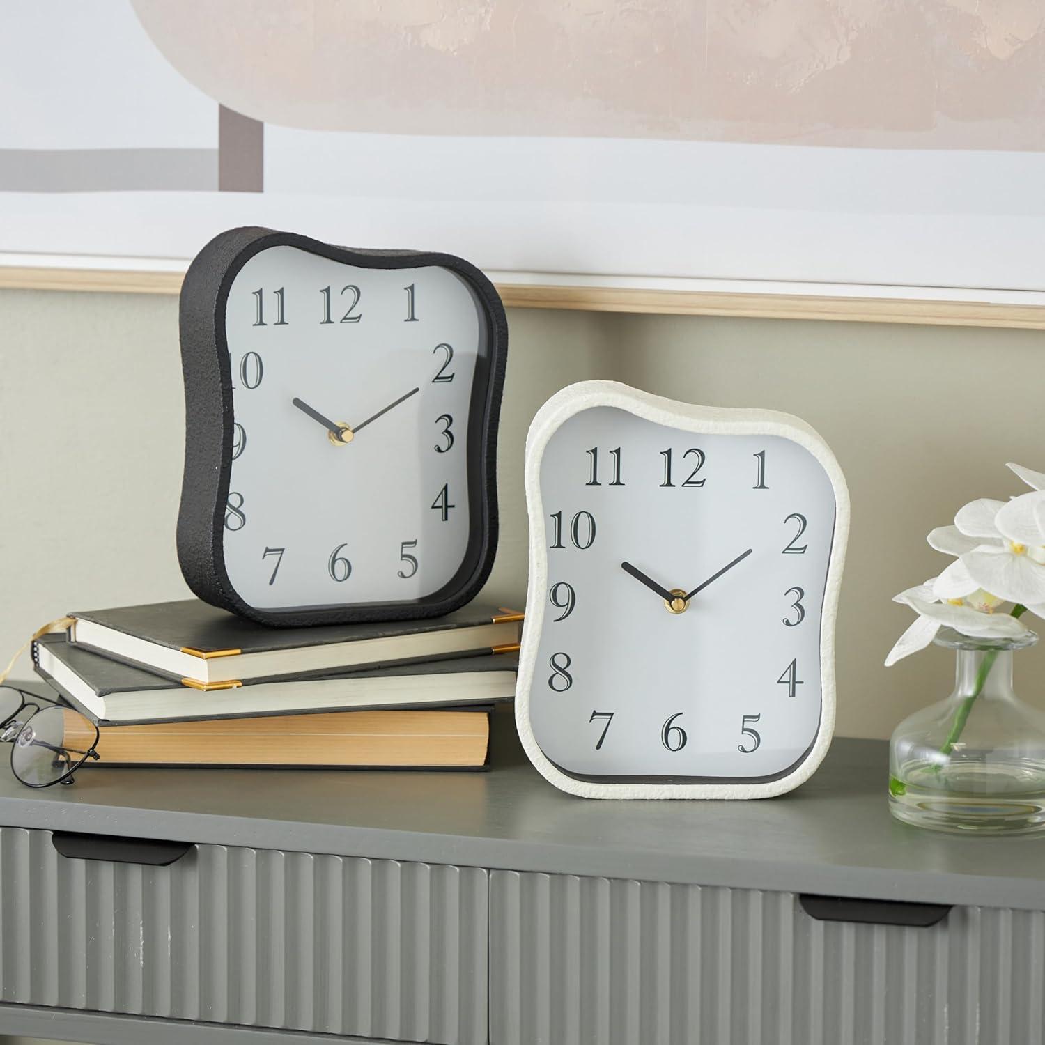 imageDeco 79 Metal Decorative Clock Textured Mantel Clocks with Gold Accents Set of 2 Tabletop Clocks 7quot W 9quot H Multi ColoredMulti Colored