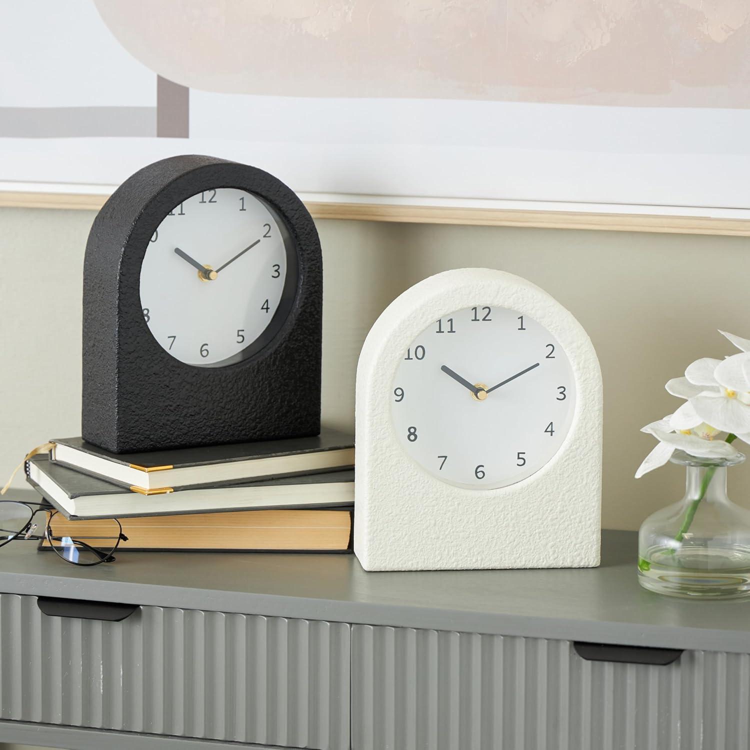 imageDeco 79 Metal Decorative Clock Textured Mantel Clocks with Gold Accents Set of 2 Tabletop Clocks 7quot W 9quot H Multi ColoredMulti Colored