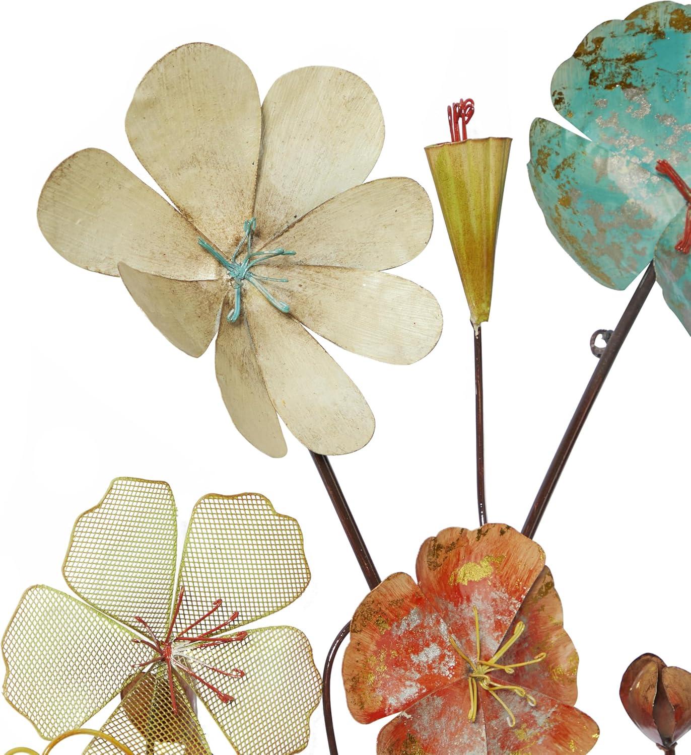 imageDeco 79 Metal Floral Home Wall Decor Bouquet Wall Sculpture with Mesh and Wire Details Wall Art 18quot x 5quot x 37quot Multi Colored
