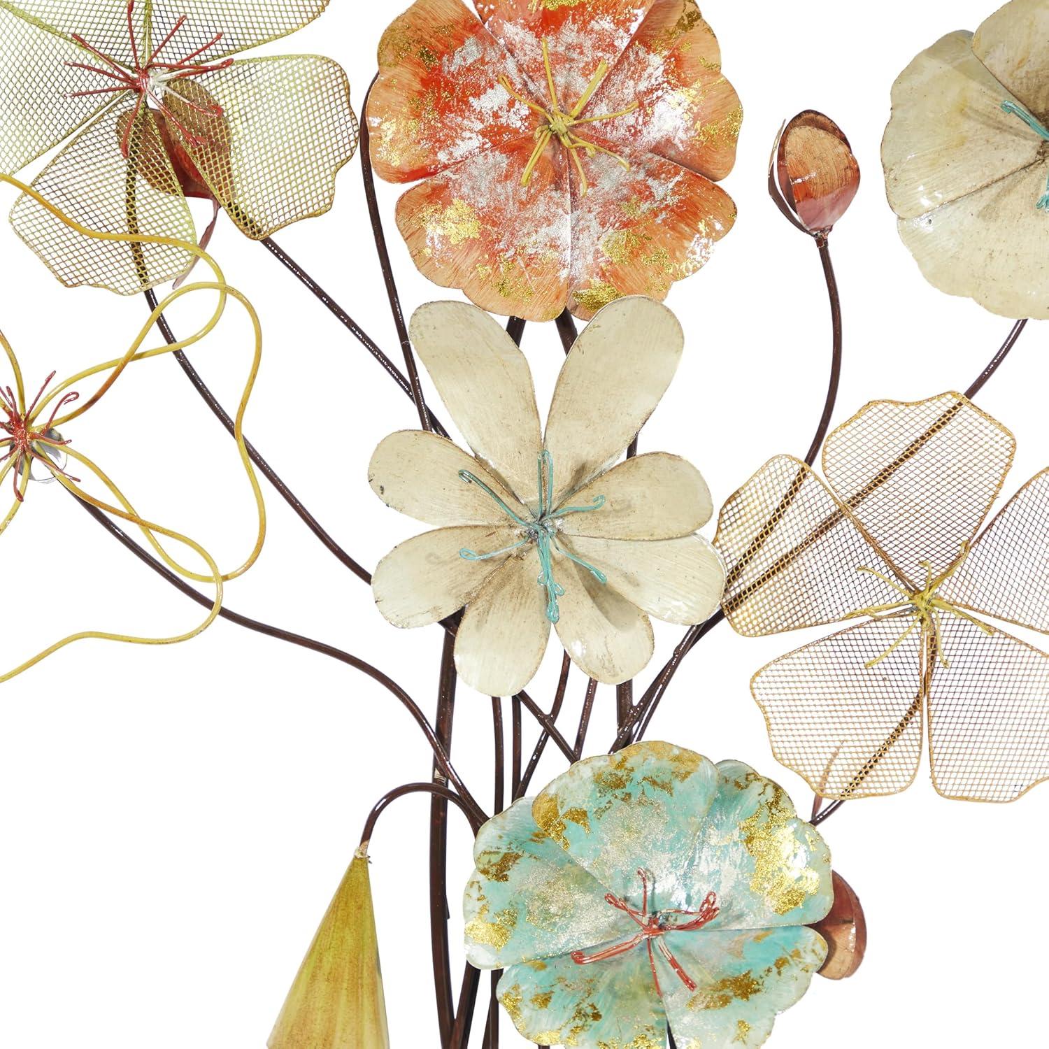 imageDeco 79 Metal Floral Home Wall Decor Bouquet Wall Sculpture with Mesh and Wire Details Wall Art 18quot x 5quot x 37quot Multi Colored
