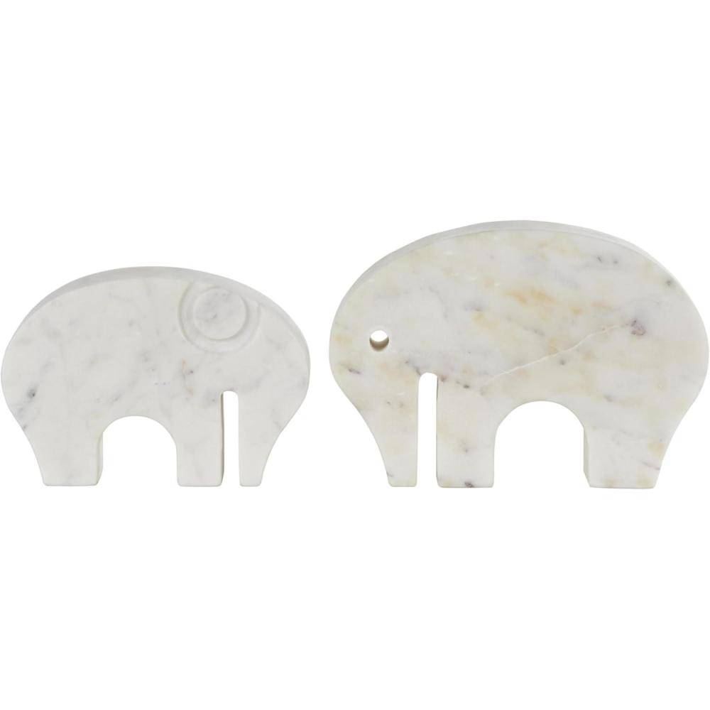imageDeco 79 Marble Safari Animals Decorative Sculpture Small Abstract Rounded Home Decor Statues Set of 3 Accent Figurines 6quot 4quot 6quot H Multi ColoredWhite