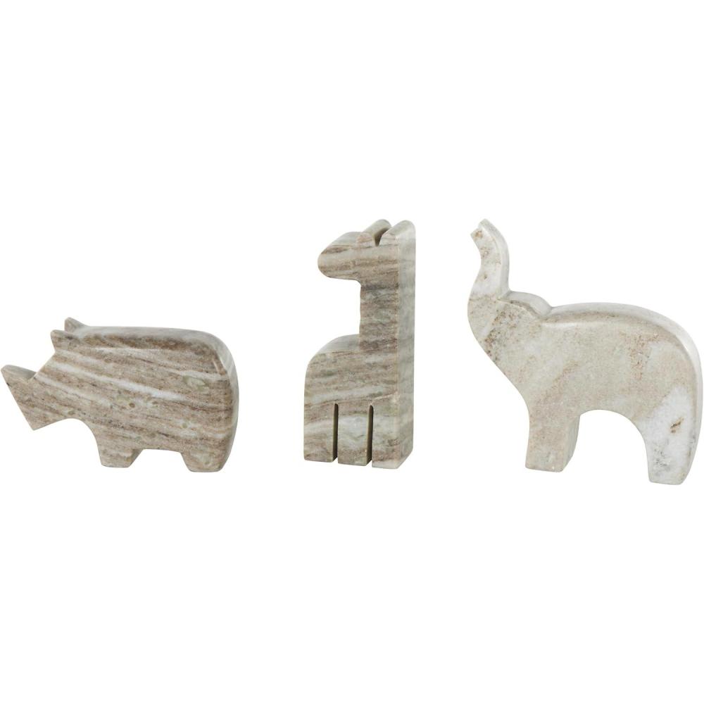 imageDeco 79 Marble Safari Animals Decorative Sculpture Small Abstract Rounded Home Decor Statues Set of 3 Accent Figurines 6quot 4quot 6quot H Multi ColoredMulti Colored
