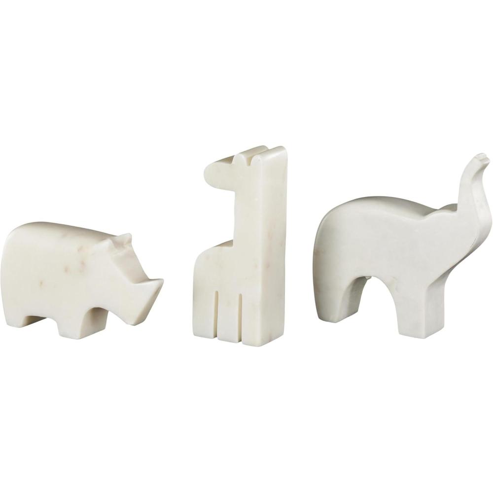 imageDeco 79 Marble Safari Animals Decorative Sculpture Small Abstract Rounded Home Decor Statues Set of 3 Accent Figurines 6quot 4quot 6quot H Multi ColoredCream