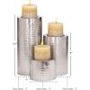 imageCosmoLiving by Cosmopolitan Metal Handmade Pillar Candle Holder Set of 3 11quot 7quot 4quotH SilverSilver