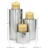imageCosmoLiving by Cosmopolitan Metal Handmade Pillar Candle Holder Set of 3 11quot 7quot 4quotH SilverSilver
