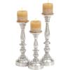 imageDeco 79 Aluminum Metal Decorative Candle Holder Candle Stand Set of 3 Candlestick Holder 14quot 12quot 10quotH Silver14x12x10