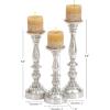 imageDeco 79 Aluminum Metal Decorative Candle Holder Candle Stand Set of 3 Candlestick Holder 14quot 12quot 10quotH Silver14x12x10