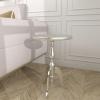 imageDeco 79 Aluminum Metal Small Hammered Accent Table with Scroll Legs 15 x 15 x 22 Silver