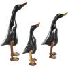 imageDeco 79 Bamboo Wood Duck Decorative Sculpture Home Decor Statues with Brown Top Hats and Shoes Set of 3 Accent Figurines 14quot 11quotH WhiteBlack