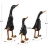 imageDeco 79 Bamboo Wood Duck Decorative Sculpture Home Decor Statues with Brown Top Hats and Shoes Set of 3 Accent Figurines 14quot 11quotH WhiteBlack