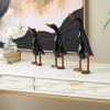 imageDeco 79 Bamboo Wood Duck Decorative Sculpture Home Decor Statues with Brown Top Hats and Shoes Set of 3 Accent Figurines 14quot 11quotH WhiteBlack