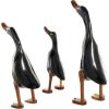 imageDeco 79 Bamboo Wood Duck Decorative Sculpture Home Decor Statues with Brown Top Hats and Shoes Set of 3 Accent Figurines 14quot 11quotH WhiteBlack