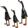 imageDeco 79 Bamboo Wood Duck Decorative Sculpture Home Decor Statues with Brown Top Hats and Shoes Set of 3 Accent Figurines 14quot 11quotH WhiteBlack
