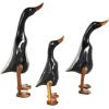 imageDeco 79 Bamboo Wood Duck Decorative Sculpture Home Decor Statues with Brown Top Hats and Shoes Set of 3 Accent Figurines 14quot 11quotH WhiteBlack