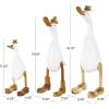 imageDeco 79 Bamboo Wood Duck Decorative Sculpture Home Decor Statues with Brown Top Hats and Shoes Set of 3 Accent Figurines 14quot 11quotH WhiteWhite