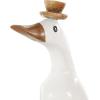 imageDeco 79 Bamboo Wood Duck Decorative Sculpture Home Decor Statues with Brown Top Hats and Shoes Set of 3 Accent Figurines 14quot 11quotH WhiteWhite