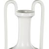 imageDeco 79 Ceramic Decorative Vase Fluted Urn Shaped Centerpiece Vase with Arch Handles Flower Vase for Home Decoration 6quot x 6quot x 20quot BlackWhite
