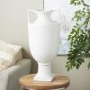imageDeco 79 Ceramic Decorative Vase Fluted Urn Shaped Centerpiece Vase with Arch Handles Flower Vase for Home Decoration 6quot x 6quot x 20quot BlackWhite