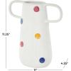 imageDeco 79 Ceramic Decorative Vase Textured Centerpiece Vase with Multicolor HalfMoon Accents Flower Vase for Home Decoration 8quot x 8quot x 16quot BlackWhite