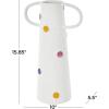 imageDeco 79 Ceramic Decorative Vase Textured Centerpiece Vase with Multicolor HalfMoon Accents Flower Vase for Home Decoration 8quot x 8quot x 16quot BlackWhite