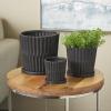 imageDeco 79 Ceramic Indoor Outdoor Planter Ribbed Large Planter Pot with Attached Saucer Set of 3 Planters 8quot6quot5quotH Black