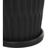 imageDeco 79 Ceramic Indoor Outdoor Planter Ribbed Large Planter Pot with Attached Saucer Set of 3 Planters 8quot6quot5quotH Black