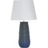 imageDeco 79 Ceramic Room Table Lamp Ribbed Accent Lamp with Drum Shade Lamp 15quot x 15quot x 28quot Blue