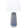 imageDeco 79 Ceramic Room Table Lamp Ribbed Accent Lamp with Drum Shade Lamp 15quot x 15quot x 28quot Blue