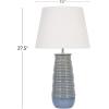 imageDeco 79 Ceramic Room Table Lamp Ribbed Accent Lamp with Drum Shade Lamp 15quot x 15quot x 28quot Blue