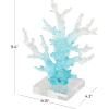 imageDeco 79 Glass Coral Decorative Sculpture Ombre Home Decor Statue with Clear Square Base Accent Figurine 8quot x 4quot x 9quot Blue
