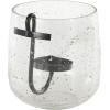 imageDeco 79 Glass Decorative Candle Holder Candle Stand with Black Metal Accents and Brown Speckles Candlestick Holder 7quot x 7quot x 8quot ClearClear