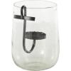 imageDeco 79 Glass Decorative Candle Holder Candle Stand with Black Metal Accents and Brown Speckles Candlestick Holder 7quot x 7quot x 8quot ClearClear