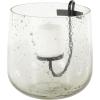 imageDeco 79 Glass Decorative Candle Holder Candle Stand with Black Metal Accents and Brown Speckles Candlestick Holder 7quot x 7quot x 8quot ClearClear