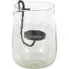 imageDeco 79 Glass Decorative Candle Holder Candle Stand with Black Metal Accents and Brown Speckles Candlestick Holder 7quot x 7quot x 8quot ClearClear