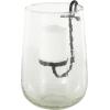 imageDeco 79 Glass Decorative Candle Holder Candle Stand with Black Metal Accents and Brown Speckles Candlestick Holder 7quot x 7quot x 8quot ClearClear