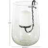 imageDeco 79 Glass Decorative Candle Holder Candle Stand with Black Metal Accents and Brown Speckles Candlestick Holder 7quot x 7quot x 8quot ClearClear