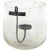 imageDeco 79 Glass Decorative Candle Holder Candle Stand with Black Metal Accents and Brown Speckles Candlestick Holder 7quot x 7quot x 8quot ClearClear