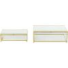 imageDeco 79 Glass Decorative Jewelry Box Jewelry Organizer with Gold Metal Frame and Gray Fabric Interior with Ring Slots Jewelry Holder 9quot x 6quot x 3quot Clear10  8W